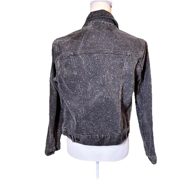 Levi's Black Splatter Denim Trucker Jacket Women's Size Small Acid Wash - Picture 2 of 8